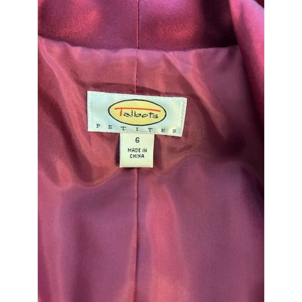 Talbots Burgundy Velvet Satin Tuxedo Collar‎ Jacket Cami Combo Size 6 Petite 6P